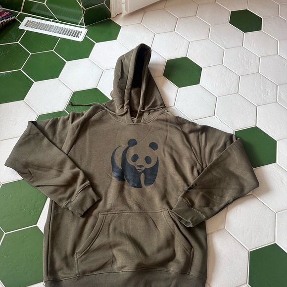 Wwf Other - Men's Olive Green Hoodie with Panda Design from World Wildlife Fund